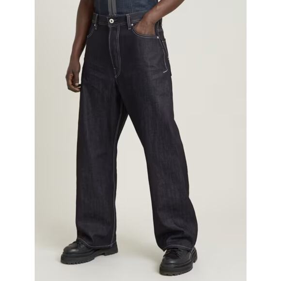G-Star Originals Raw Denim BB Wide Pants Unisex Dark Wash Size 34W x 34L Y2K - Picture 1 of 13